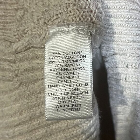 LOFT Crewneck Sweater Cream Long Sleeve Knit Camel Hair Size Small Ribbed Cozy - Picture 8 of 9